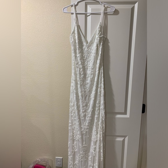 NWOT Lulus Everlasting Passion White SequinBeaded Backless Maxi💍 - Picture 5 of 12